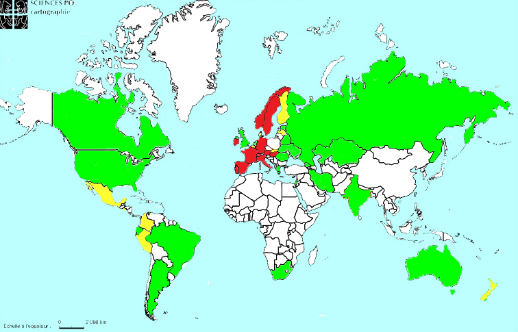 Carte législation GPA par pays